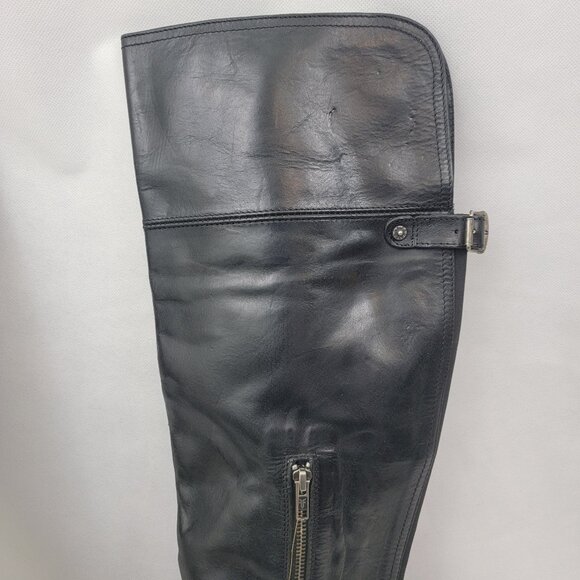 FRYE Womens 11 Boots Melissa Over The Knee OTK Equestrian BLACK Side Zip Flat - Picture 12 of 16